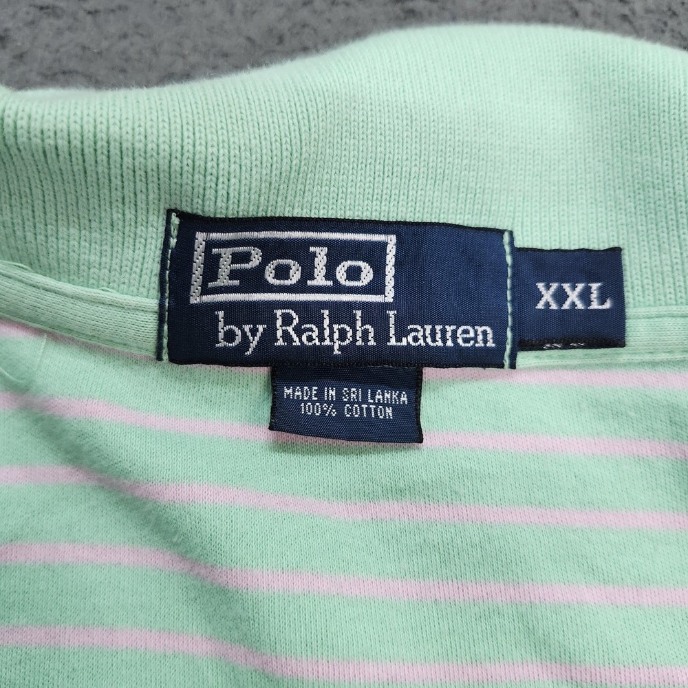 Polo By Ralph Lauren Polo Shirt Mens 2XL Green Stripe Pony Logo Knit Casual - Picture 4 of 9